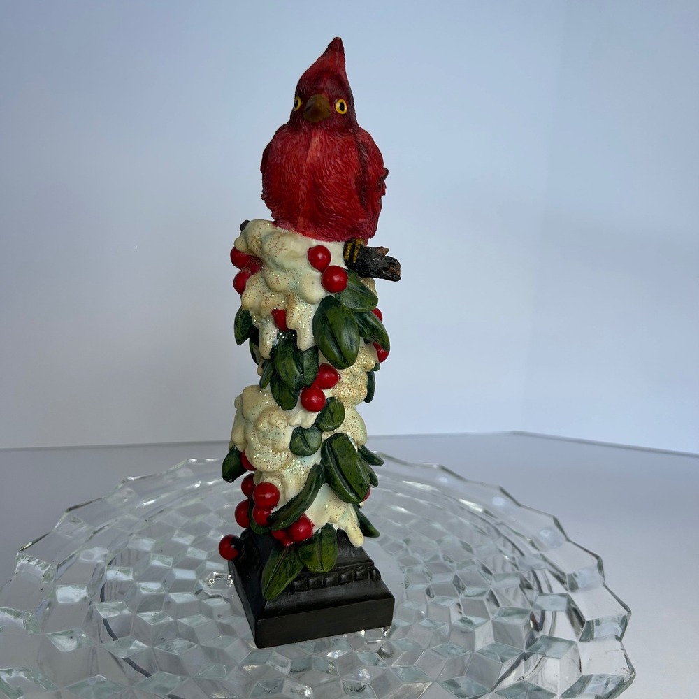 RAZ‎ Imports LTD Holiday Cardinal Bird on Snowy Berries Pedestal Decor